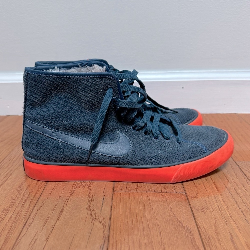 Nike Primo Court Mid-Top Blue suede Orange Sole Size 9